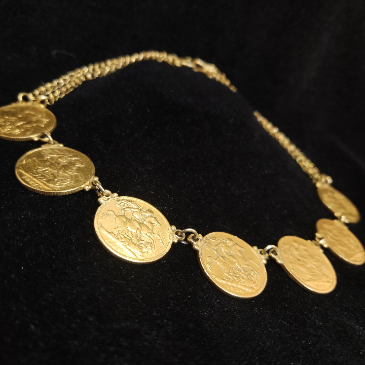 گردنبند طلا از7 سکه جورج 5م